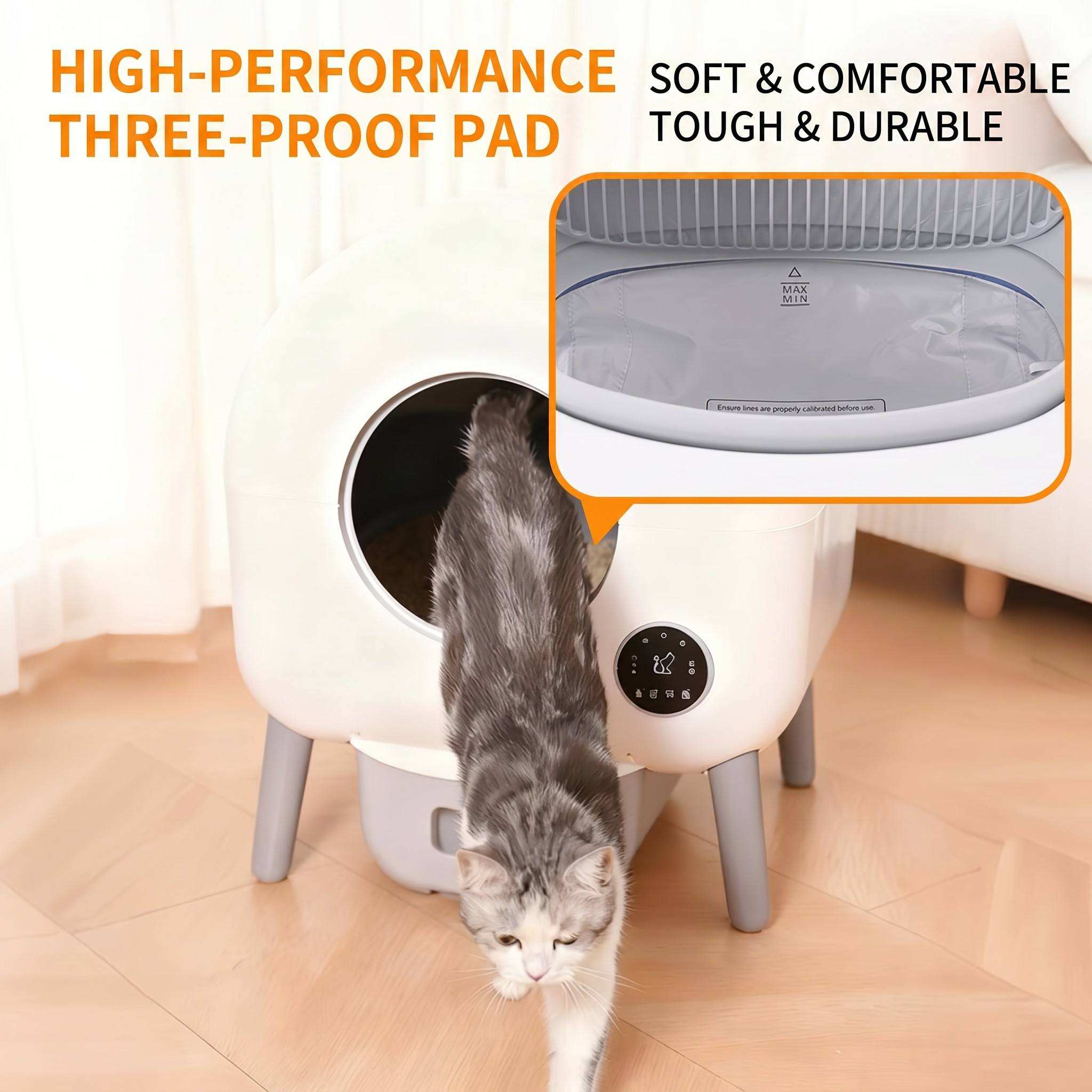 Automatic Deodorizing Self-Cleaning Extra Large Round Enclosed Smart Cat Litter Box with Odor Control for Multiple Cats