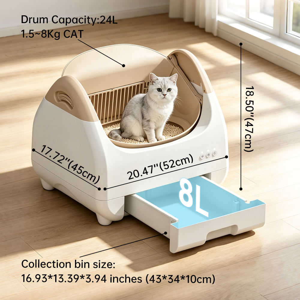 New Design Easy to Use Smart Automatic Plastic Cat Litter Box with Self-Cleaning Easy Clean Odor Control for Multiple Cats